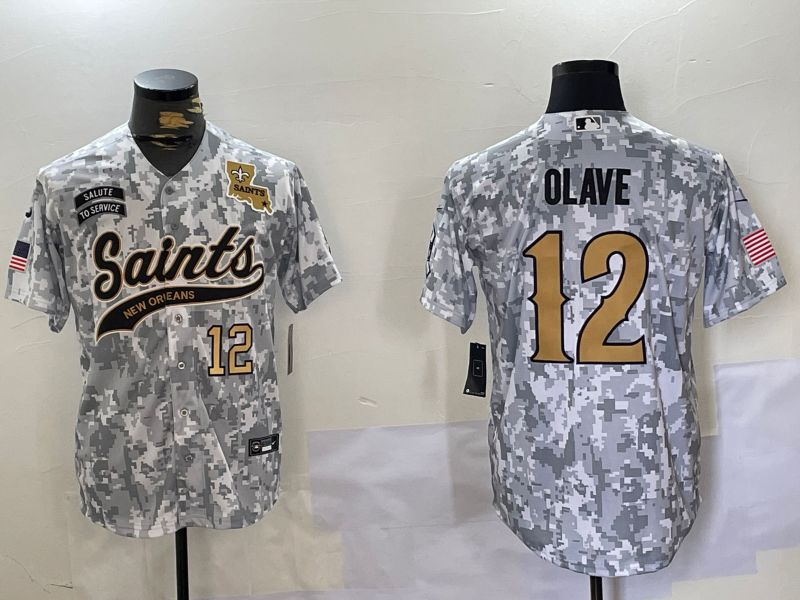 Men New Orleans Saints 12 Olave Nike Arctic Camo 2024 Salute to Service Limited NFL Jersey style 5